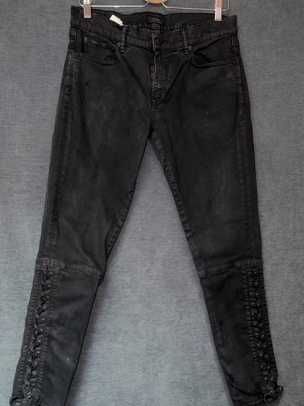 Polo by Ralph Lauren Black Skinny Jeans with Lace-Up Leg Detail